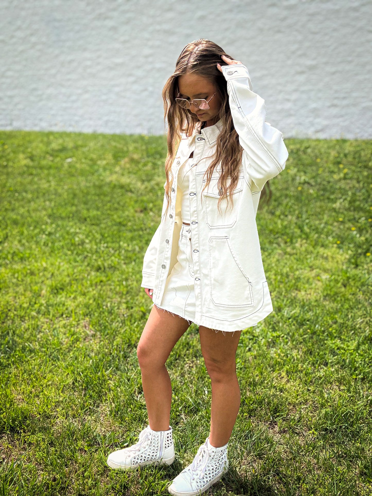 Hidden - Abbey Oversized Shacket - PEARL