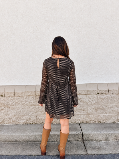 Free People - Jolie Printed Mini Dress - Dark Black/Brown Combo