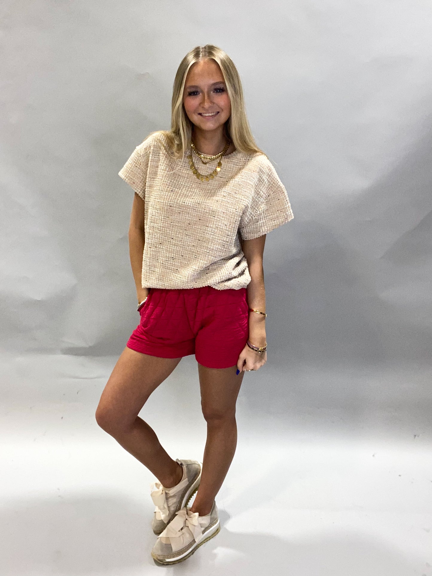 Hot Pink Tulip Quilted Shorts