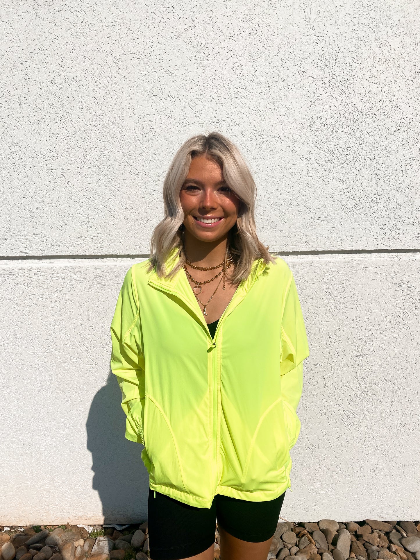 Noticed You Windbreaker Jacket - NEON YELLOW