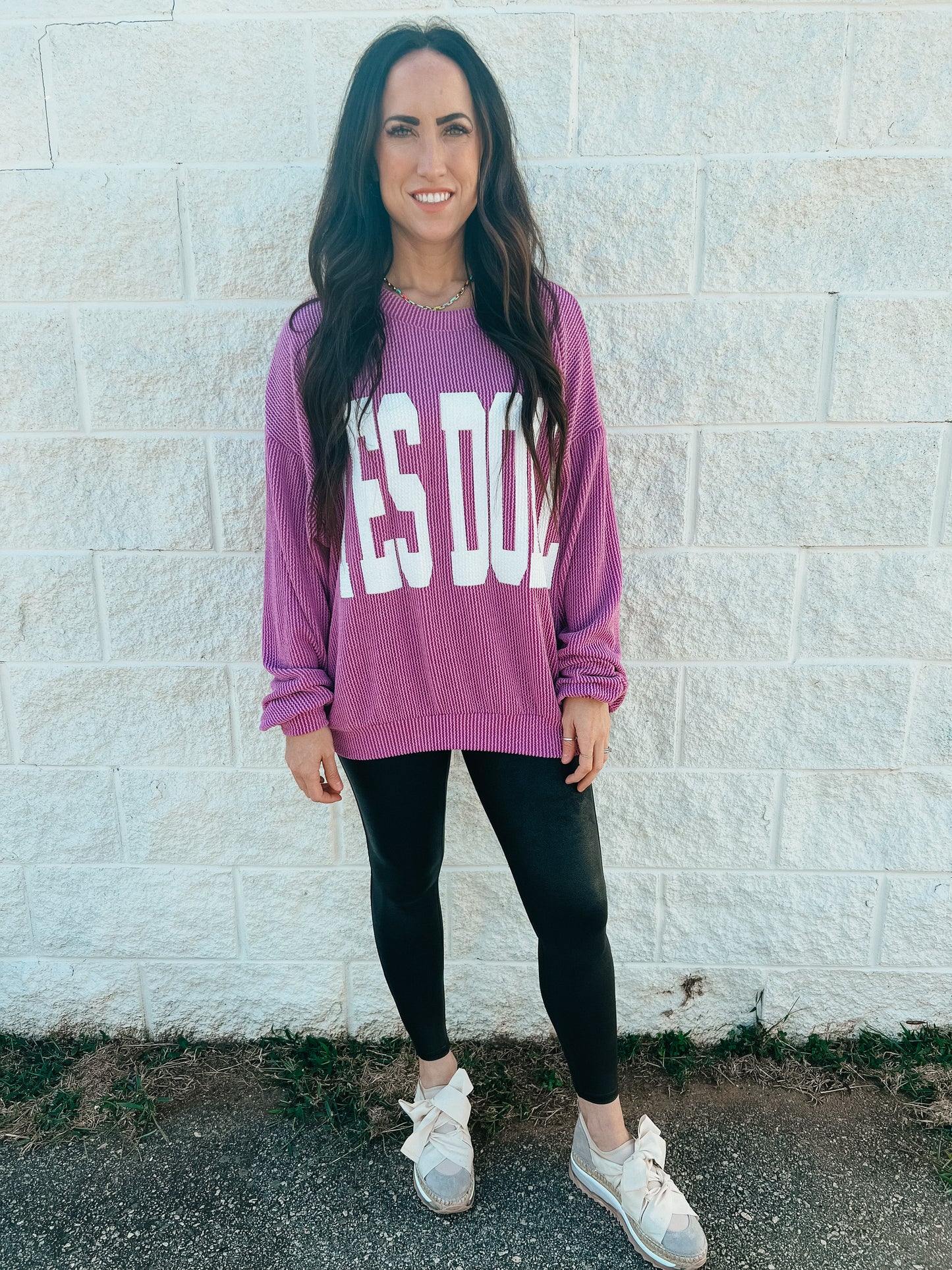 Yes Doll Ribbed Pullover - PURPLE