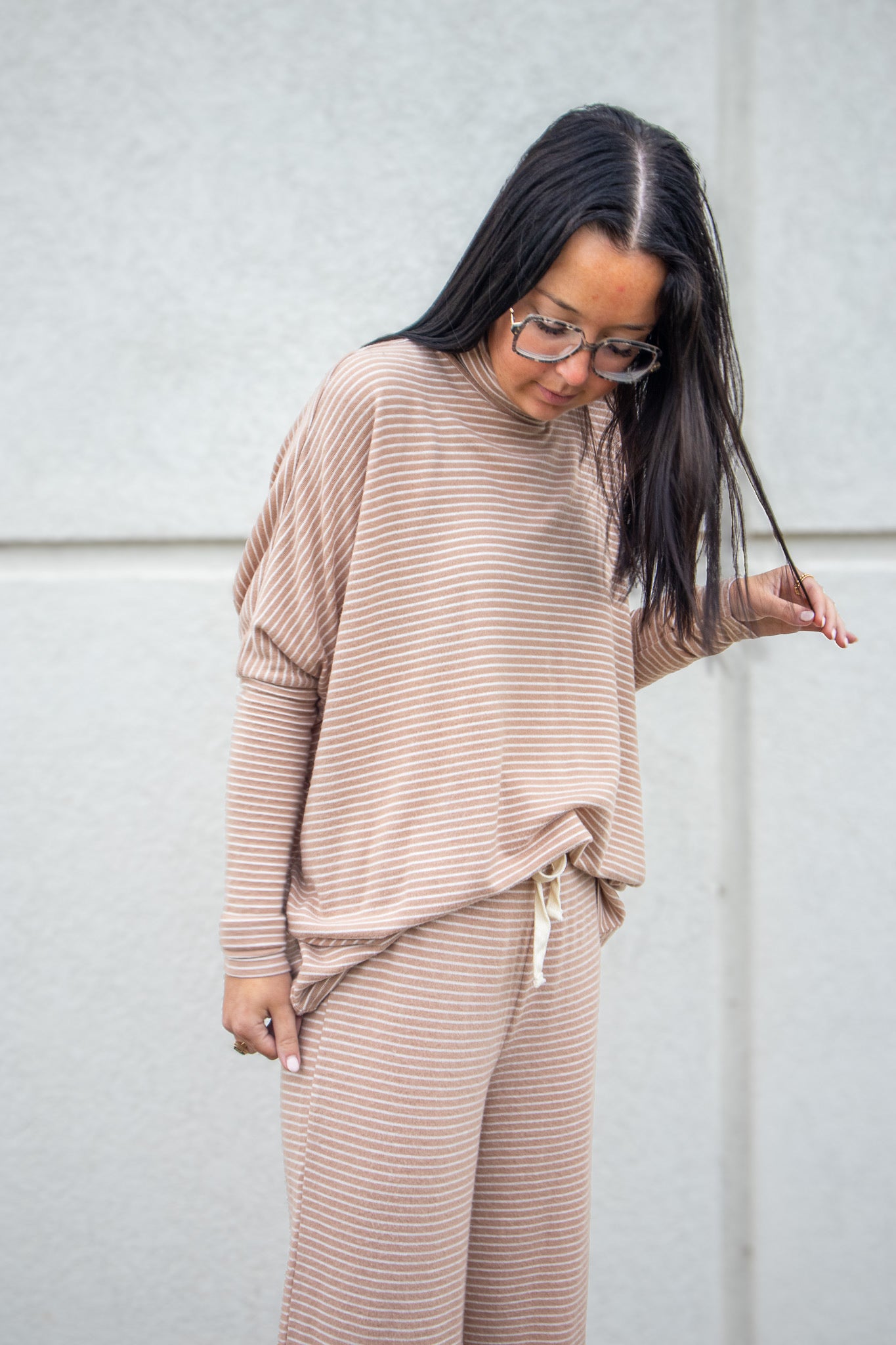 Brown Stripe Turtle Neck Top