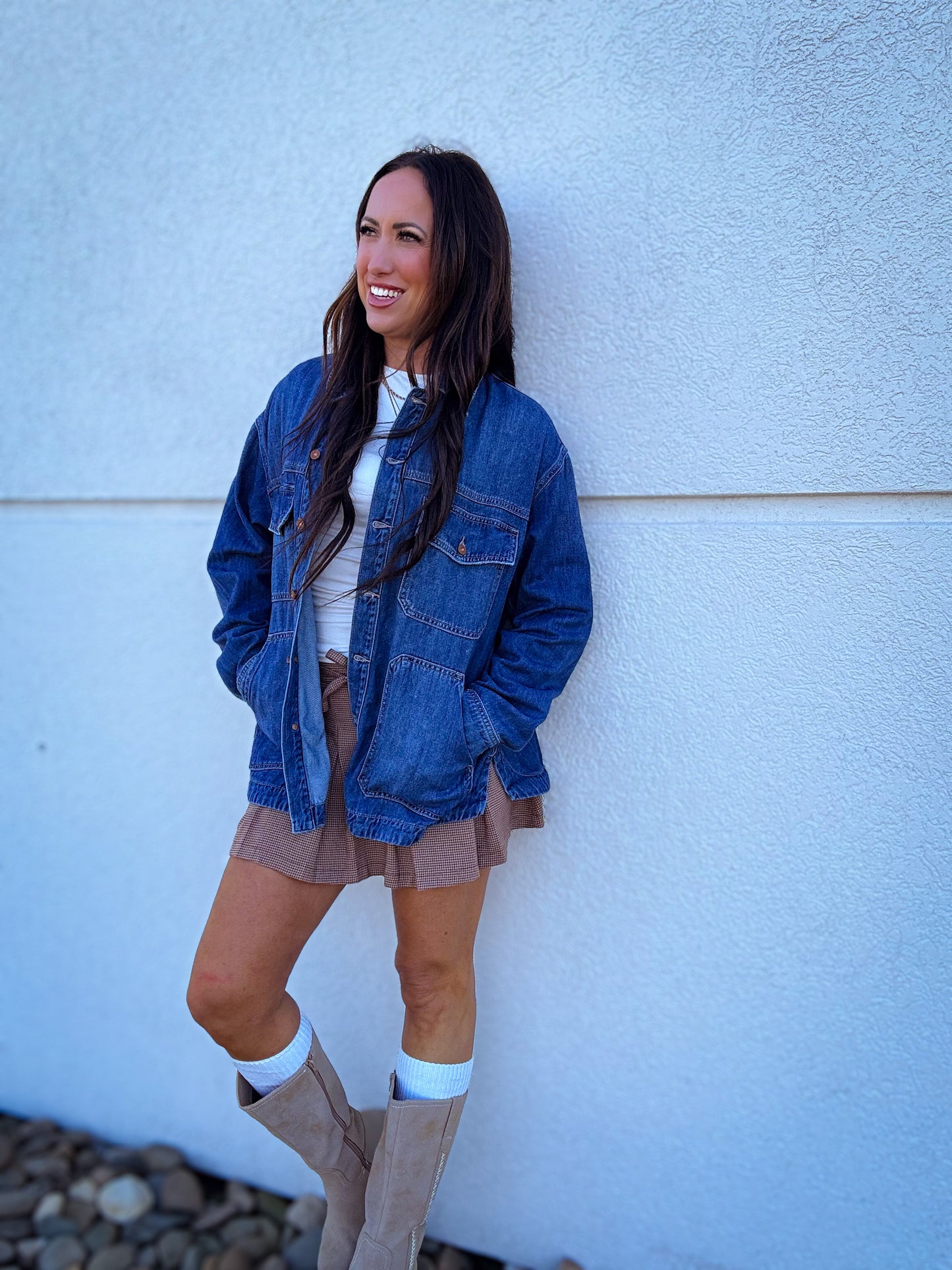 Hidden - Abbey Medium Wash Oversized Shacket