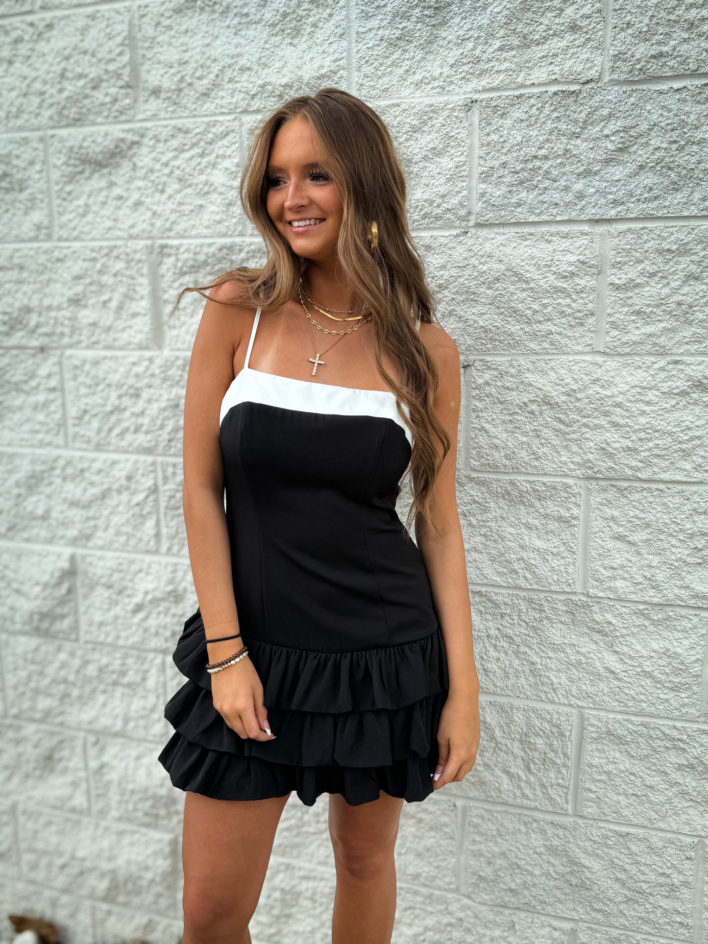 Tiered Moment Black Ruffle Mini Dress