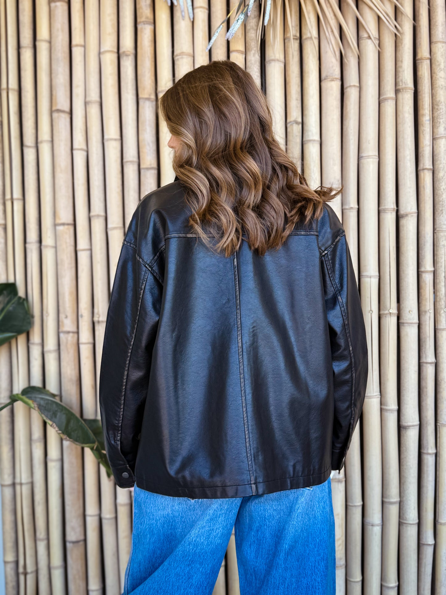 Washed Black Leather Jacket