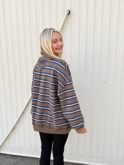 Free People - Palm Springs Striped Pullover - Army Combo