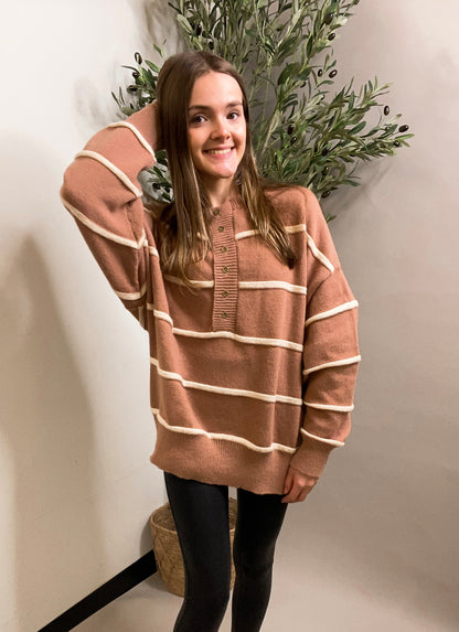 In My Lane Blush and Ivory Sweater