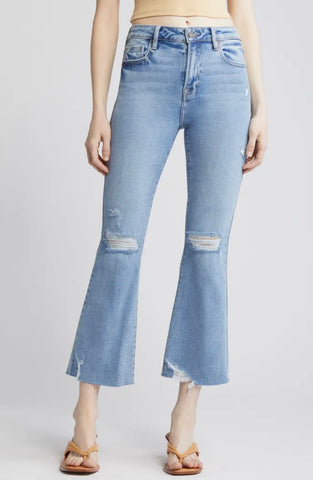 Hidden - Happi Crop Flare Distressed Clean Hem Jeans