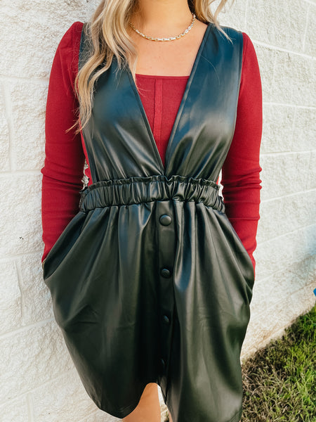 So Chic Faux Leather Dress