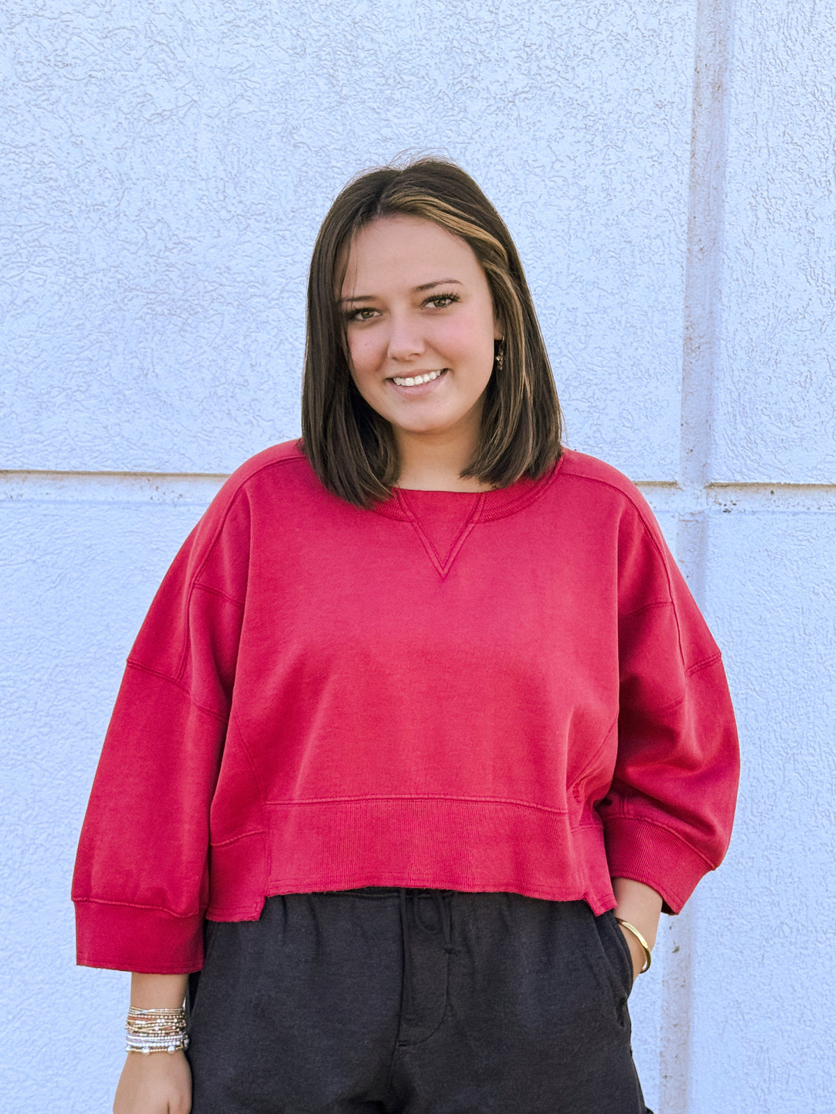 Free People - Intercept Short Sleeve Pullover - Candy Apple Red