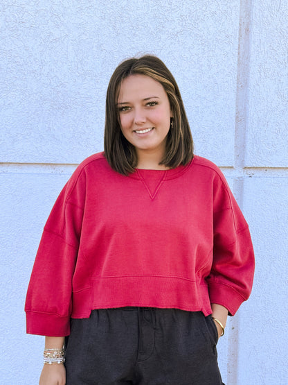 Free People - Intercept Short Sleeve Pullover - Candy Apple Red