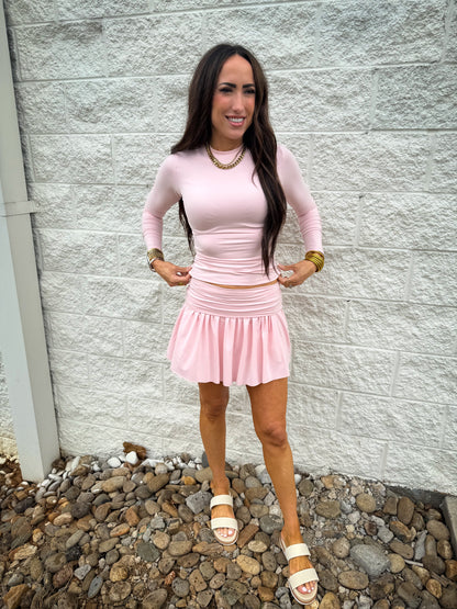 Catch a Break Foldover Skort - SOFT PINK