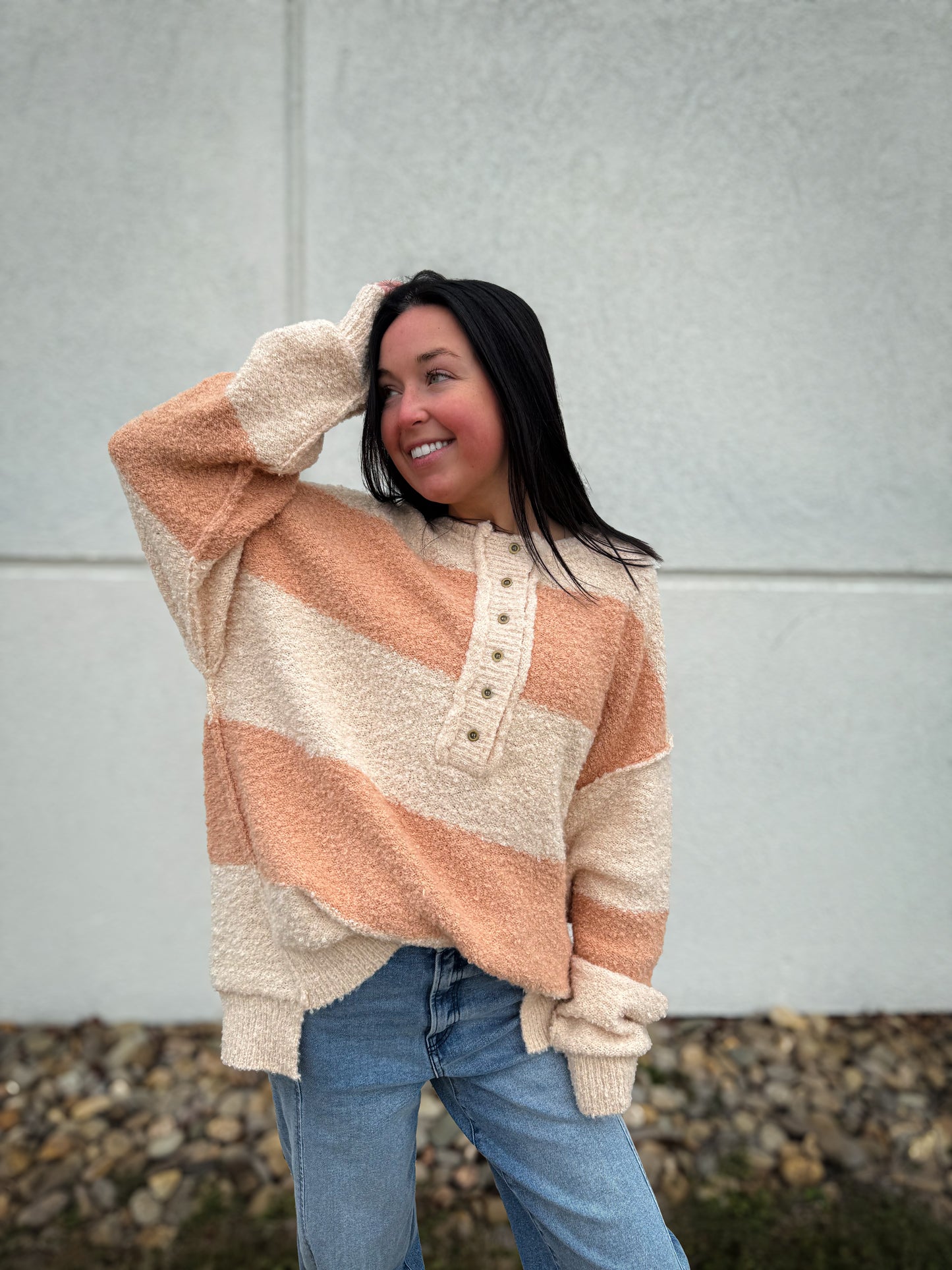 Stripes of Beige Oversized Sweater