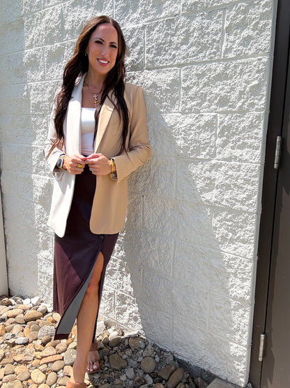 Wine Whisper Faux Leather Midi Skirt