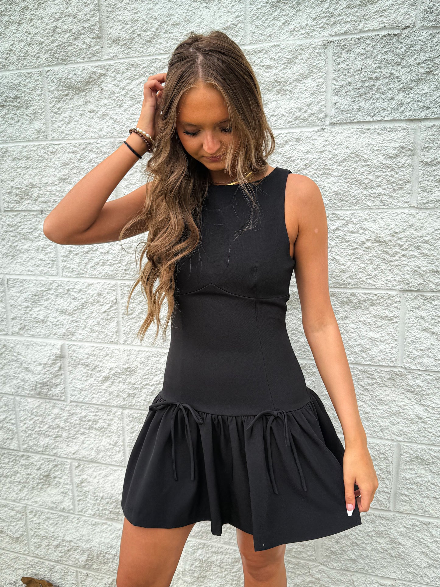Tied in Elegance Black Mini Dress