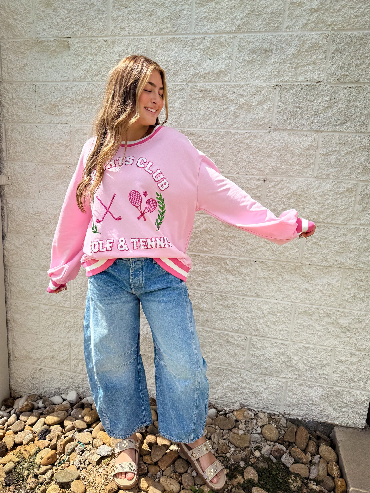 "Sports Club" Sequin Patch Sweatshirt