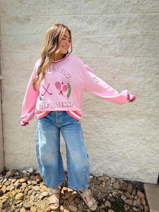 "Sports Club" Sequin Patch Sweatshirt