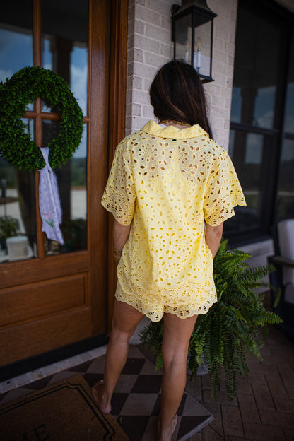 Lemon Crush Eyelet Top