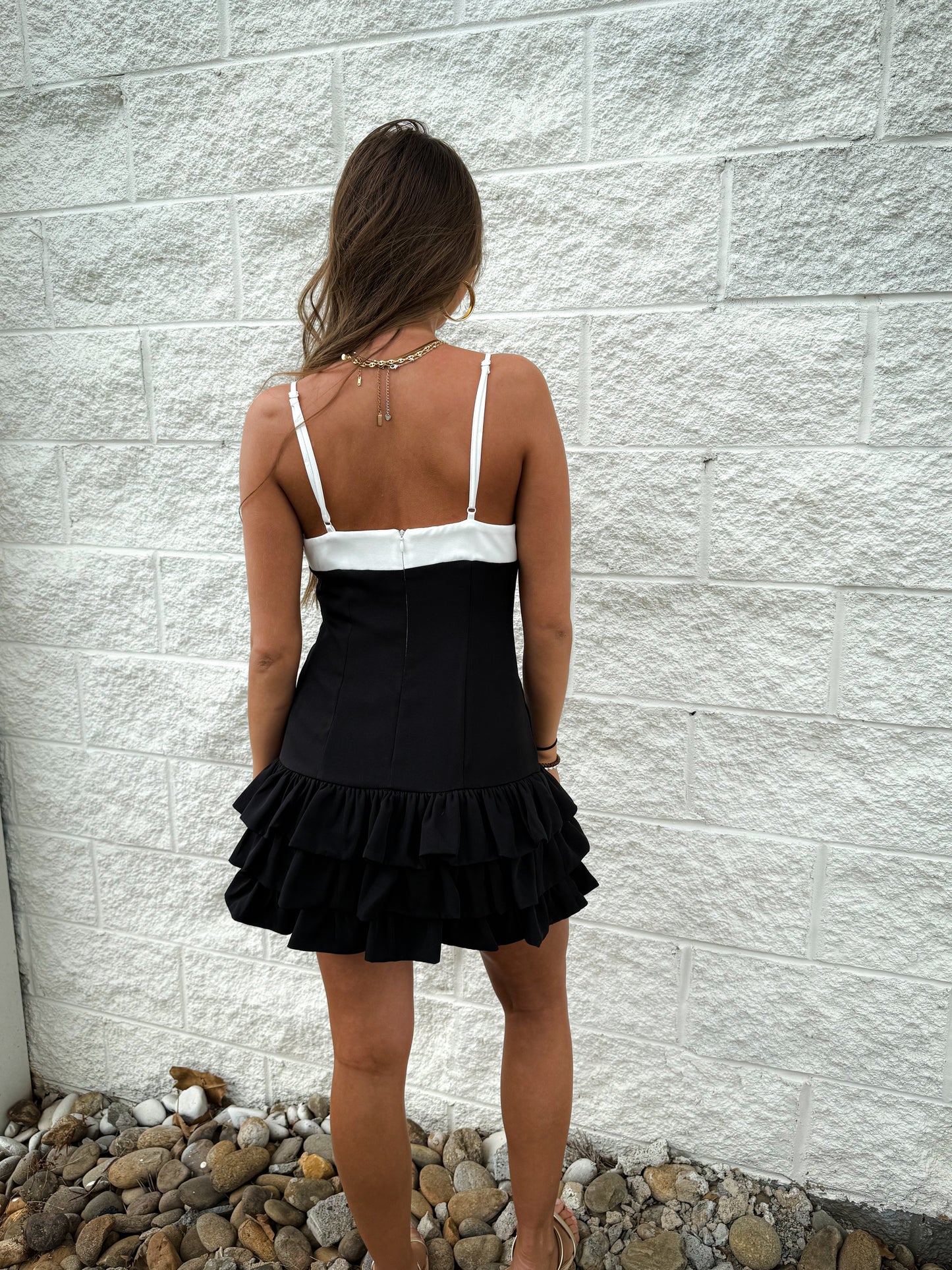 Tiered Moment Black Ruffle Mini Dress