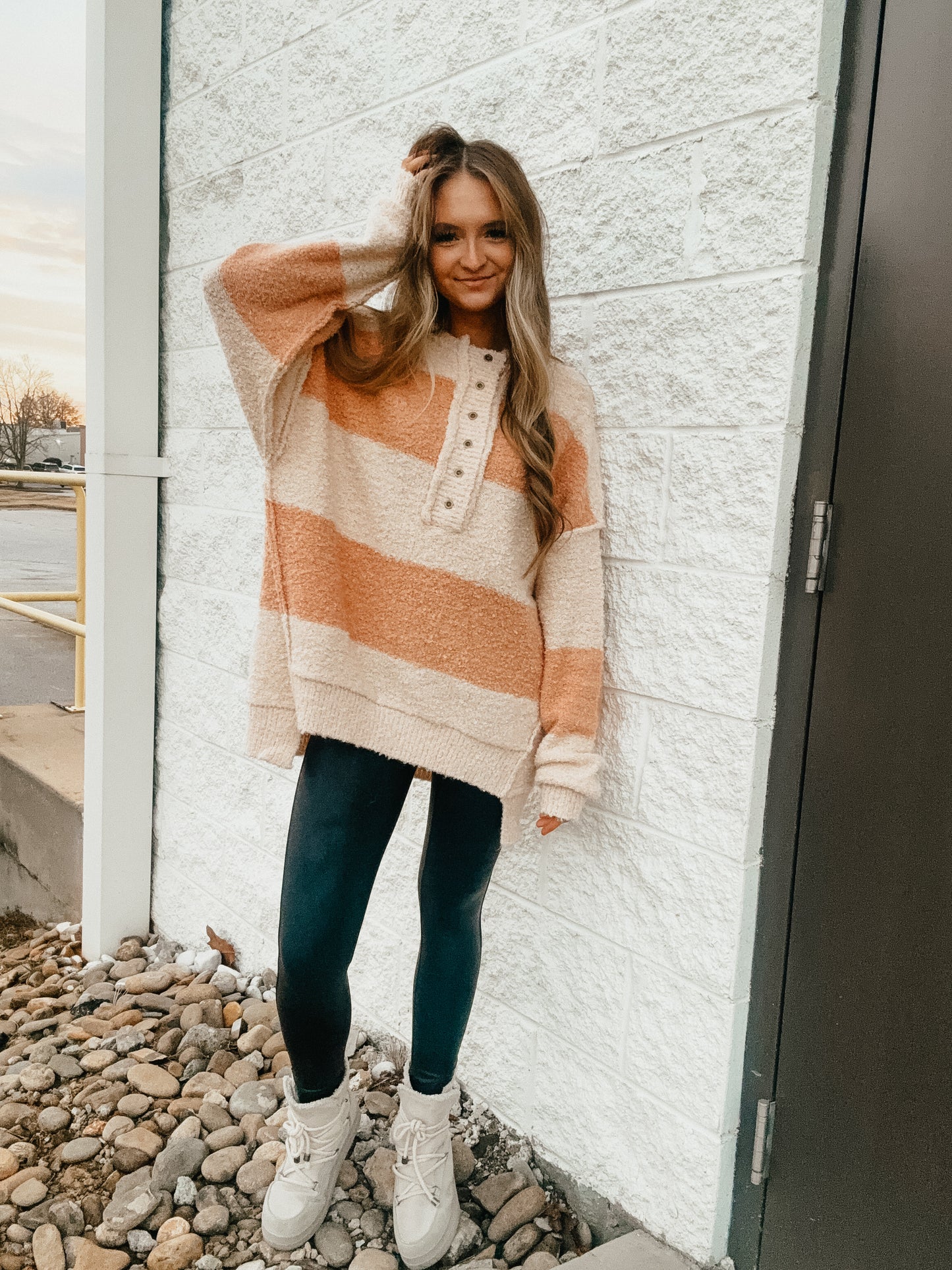 Stripes of Beige Oversized Sweater