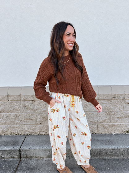 Free People - On Repeat Drawstring Pants - IVORY FLORAL