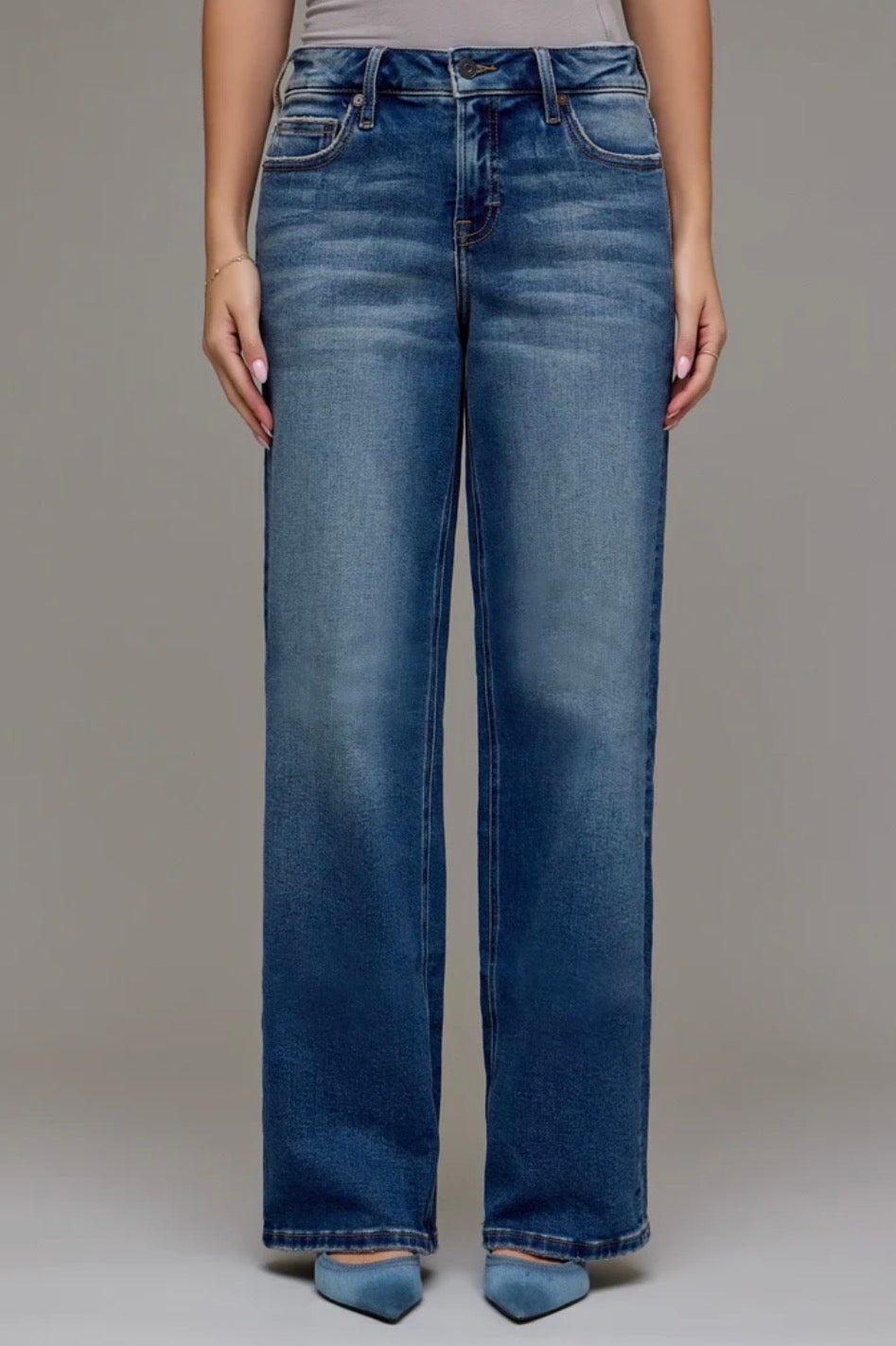Hidden - Logan Dark Vintage Wash Mid Rise Dad Jeans