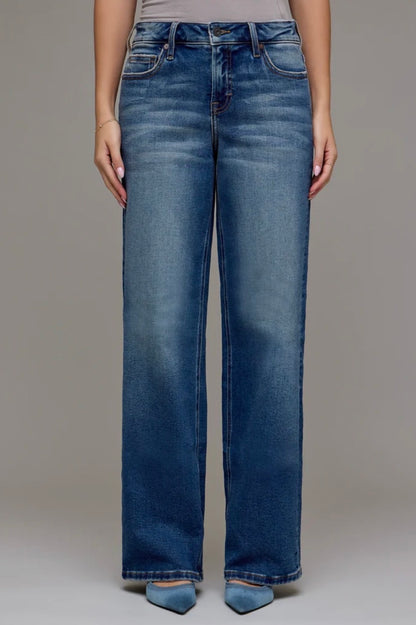 Hidden - Logan Dark Vintage Wash Mid Rise Dad Jeans