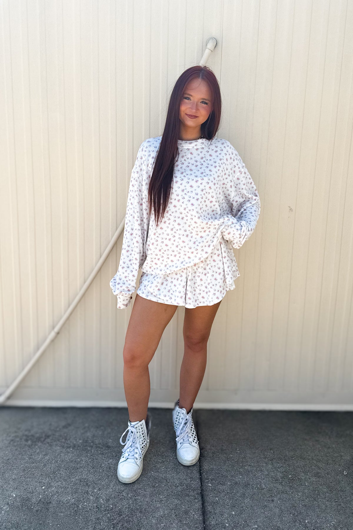 Flirty Floral Ribbed Top & Skort Set