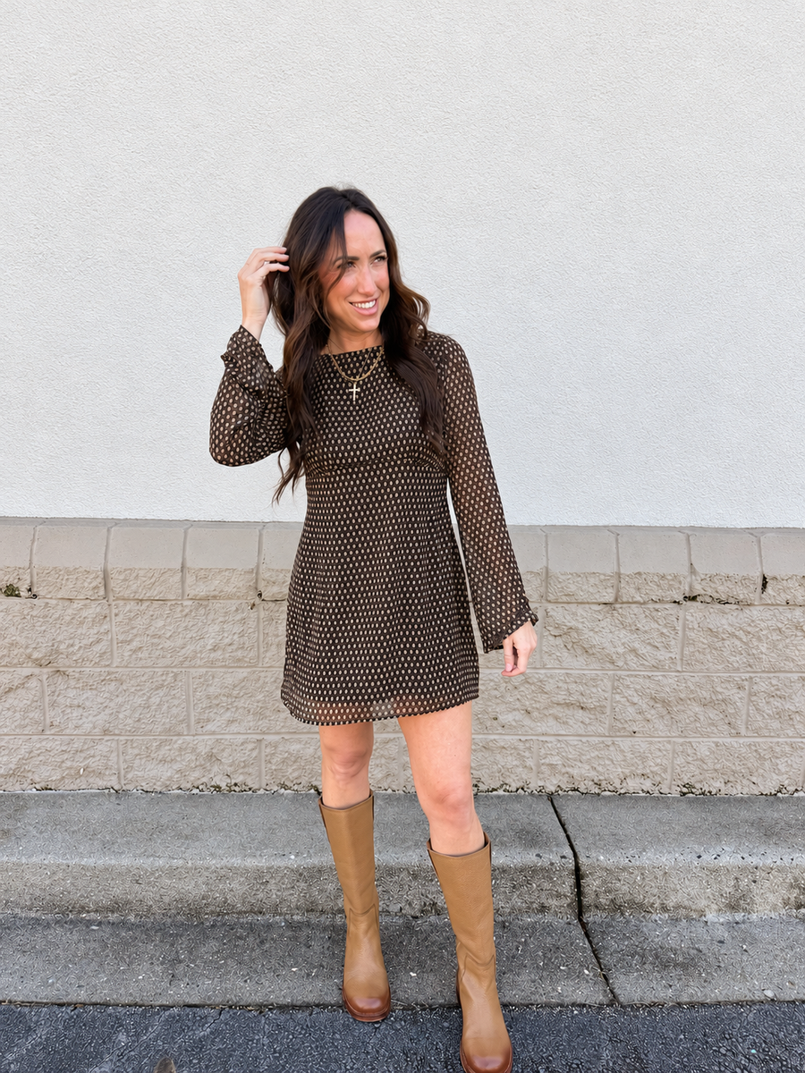 Free People - Jolie Printed Mini Dress - Dark Black/Brown Combo