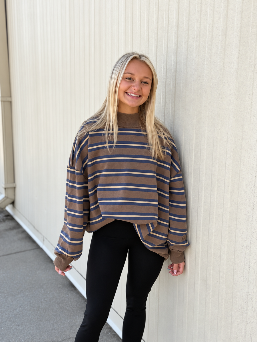Free People - Palm Springs Striped Pullover - Army Combo