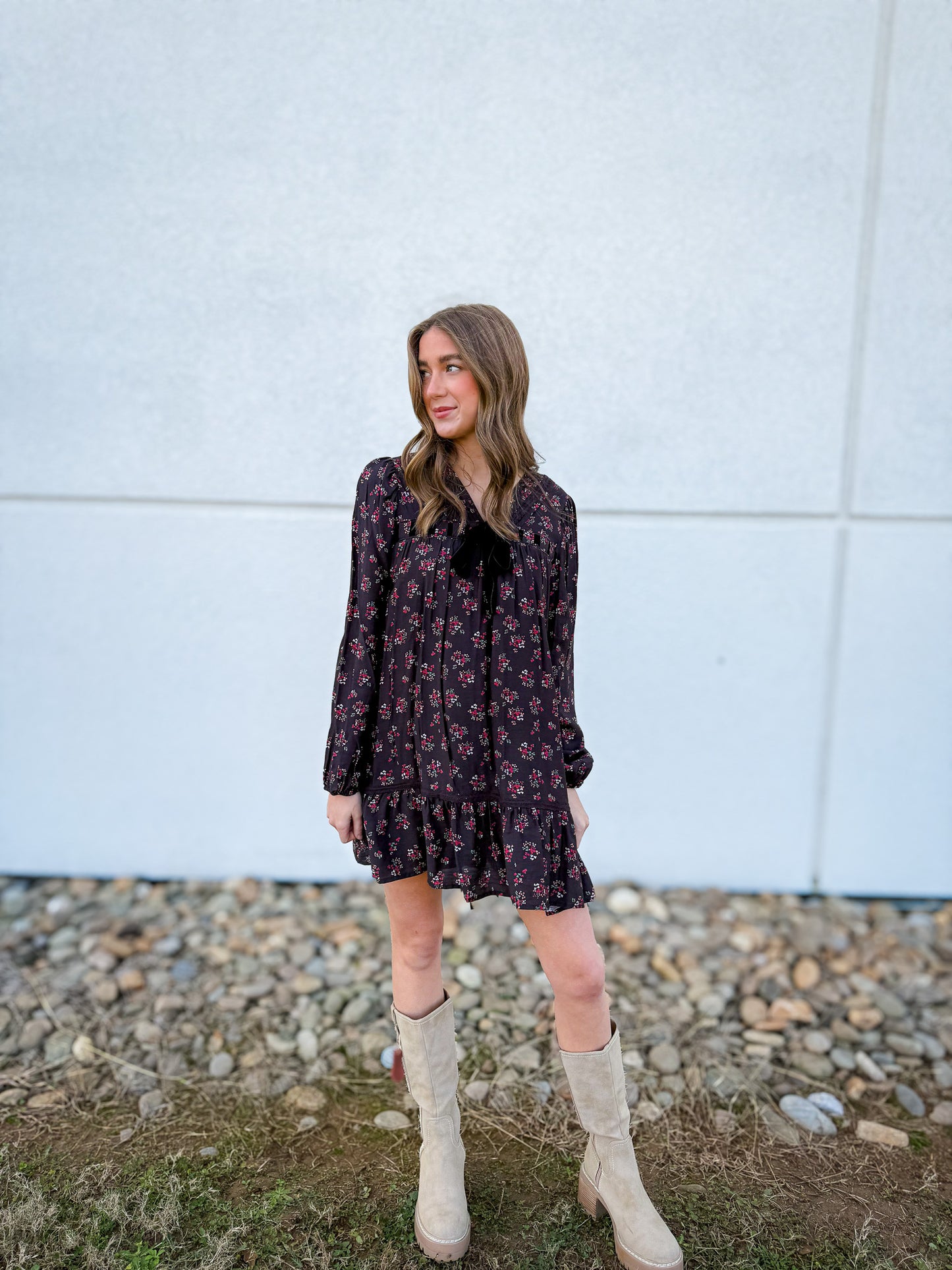 Festive Floral Bow Dress
