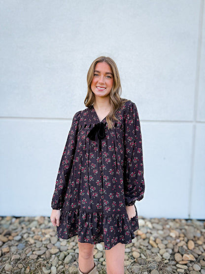 Festive Floral Bow Dress