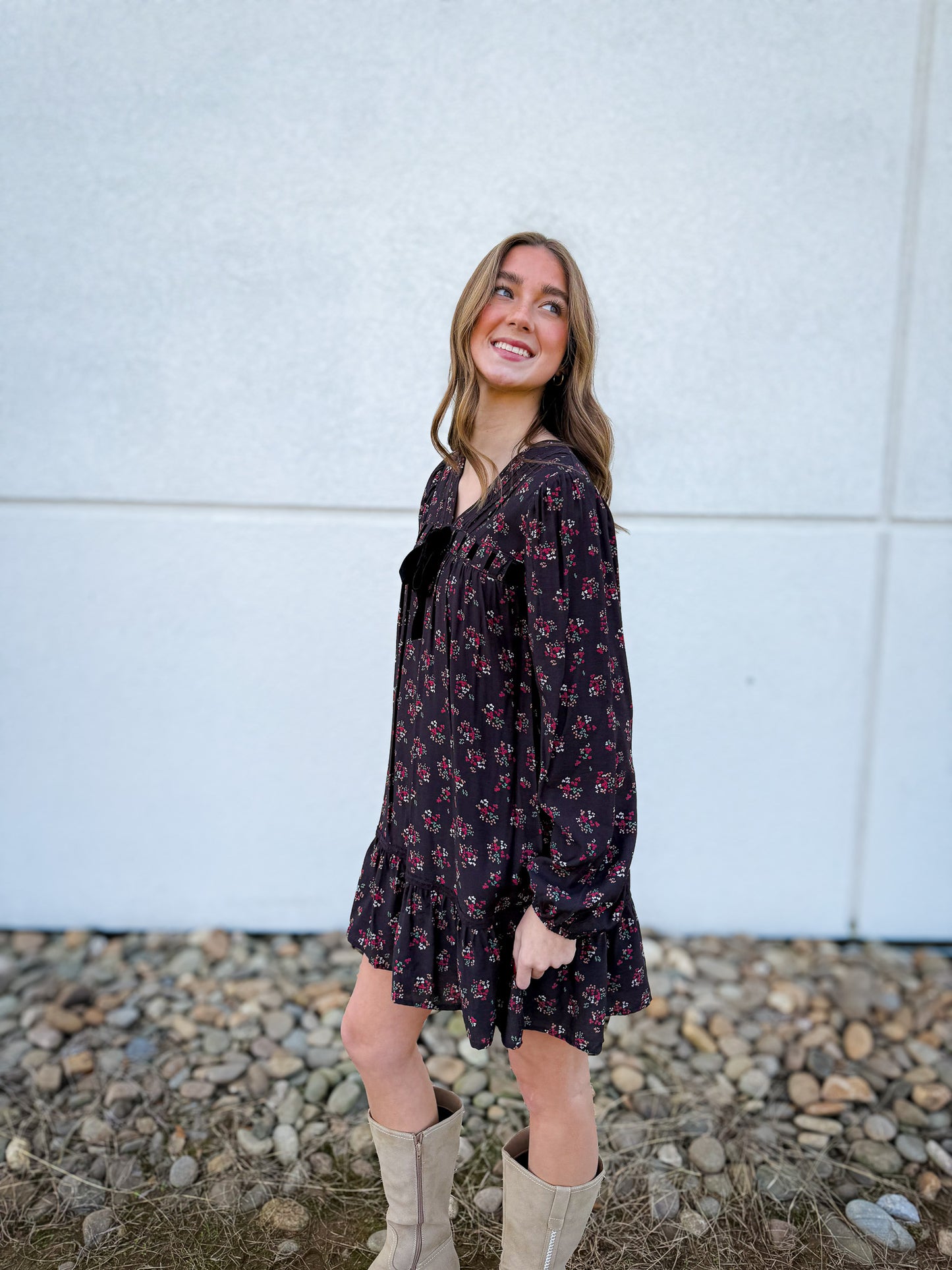 Festive Floral Bow Dress