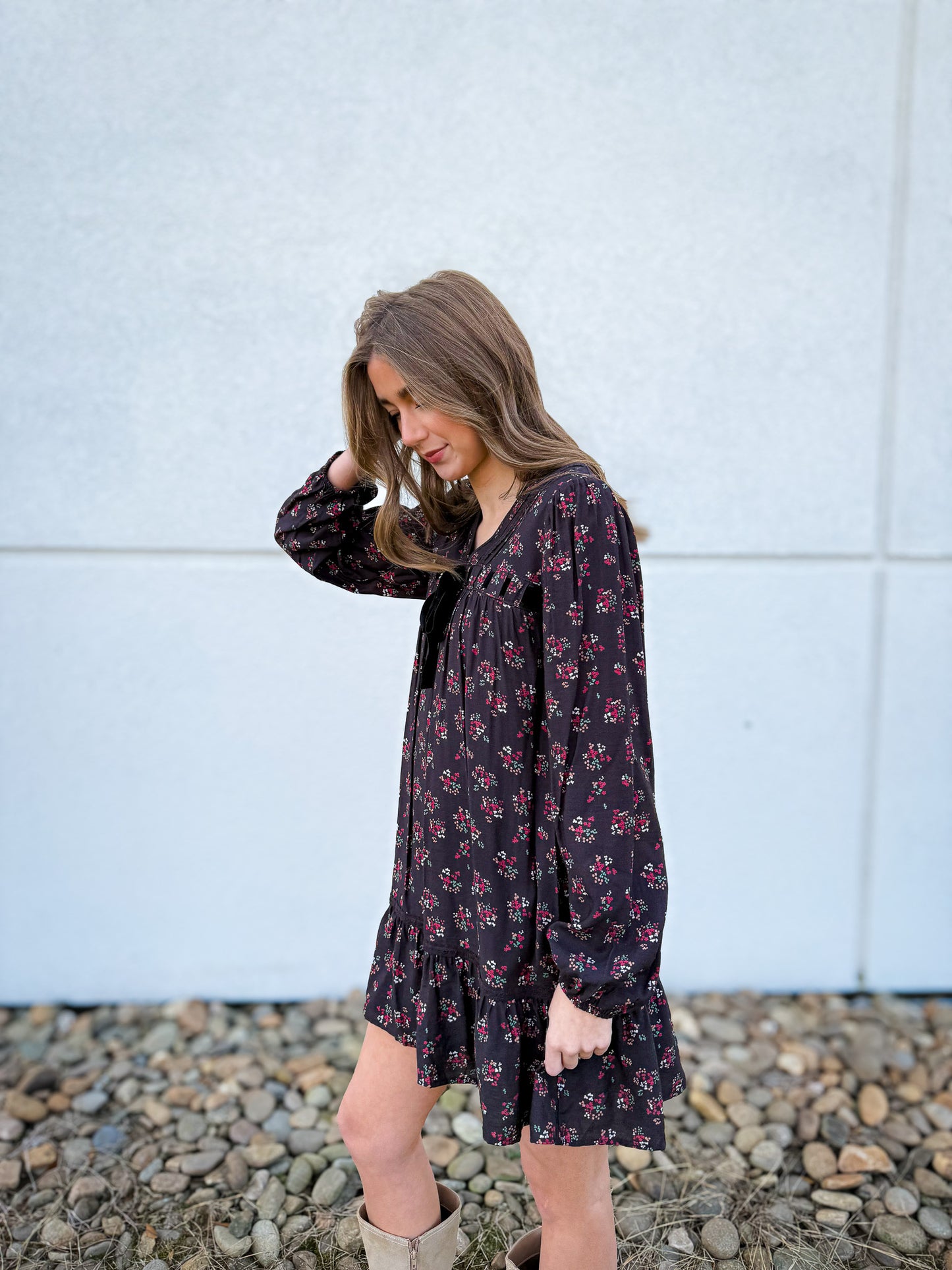 Festive Floral Bow Dress