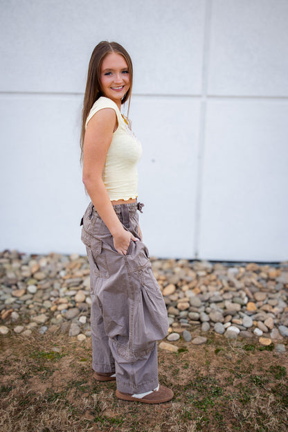 Free People We The Free Onset Cargo Parachute Pants – Dusted Cocoa