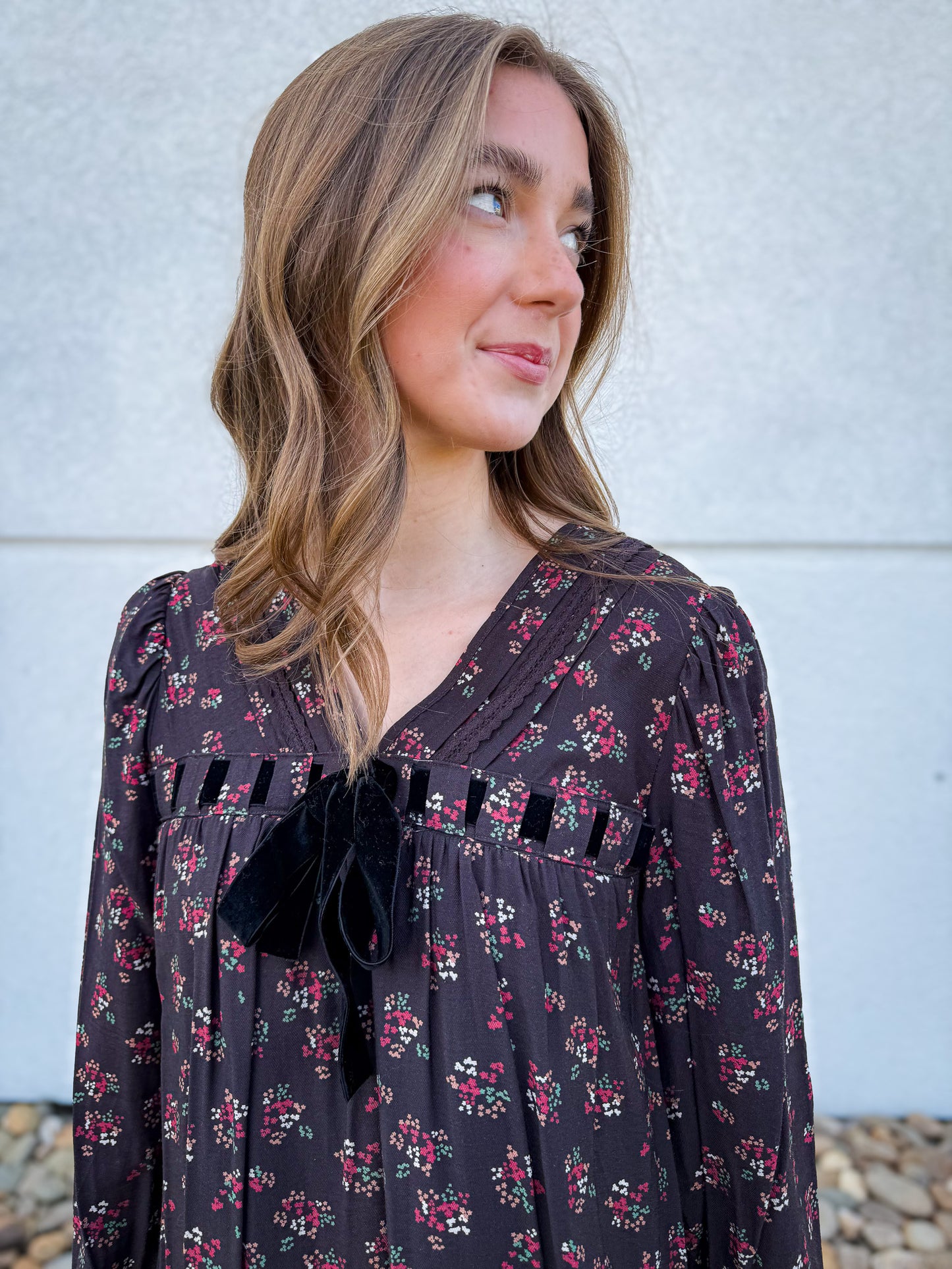 Festive Floral Bow Dress
