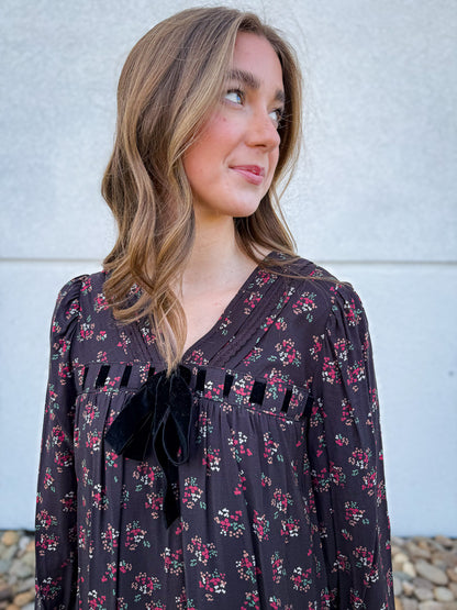 Festive Floral Bow Dress