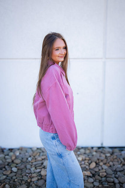 Free People - Birdie Track Jacket - ROSE RAISIN