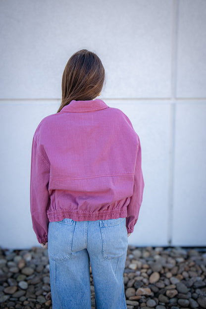 Free People - Birdie Track Jacket - ROSE RAISIN