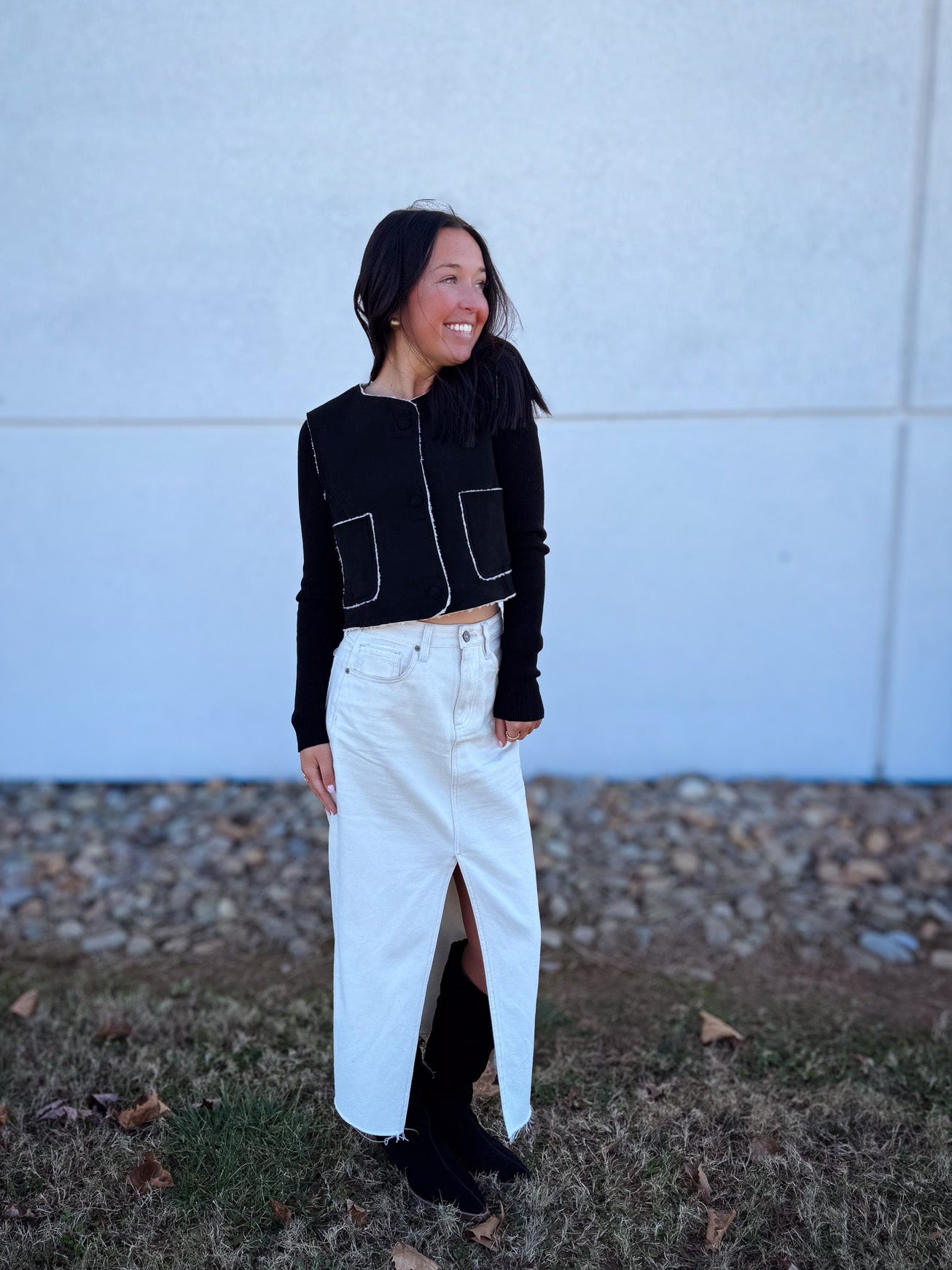 Atelier Suede Sherpa Vest - BLACK