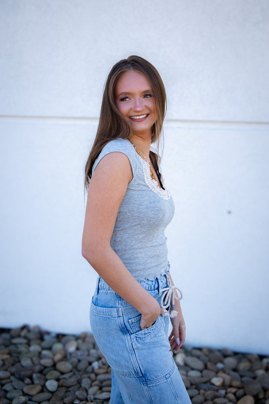 Free People - Oh My Darling Tee - HEATHER GREY