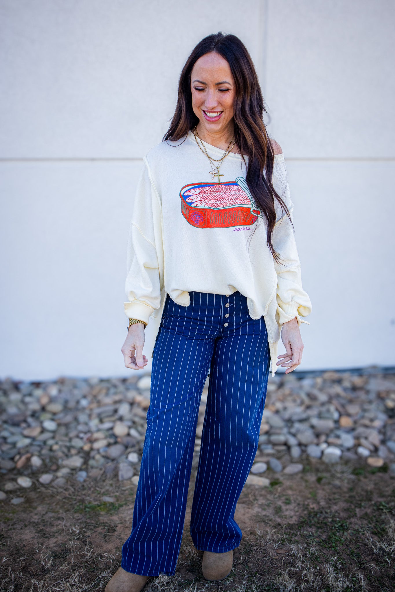 Free People - Nia Striped Boyfriend Jeans - INDIGO PINSTRIPE