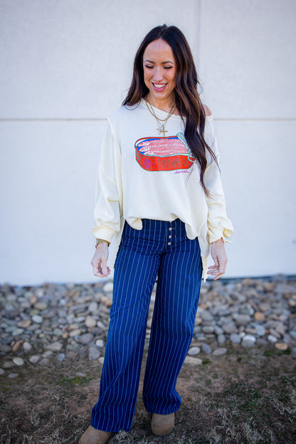 Free People - Nia Striped Boyfriend Jeans - INDIGO PINSTRIPE
