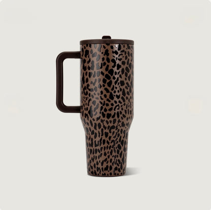 HydroJug - Brown Leopard - Traveler 40oz. Leakproof Insulated Tumbler with Handle