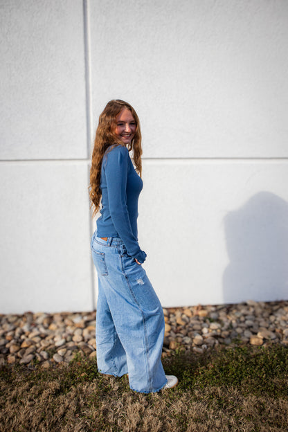 Free People - Easy Does It Tee - Dark Denim