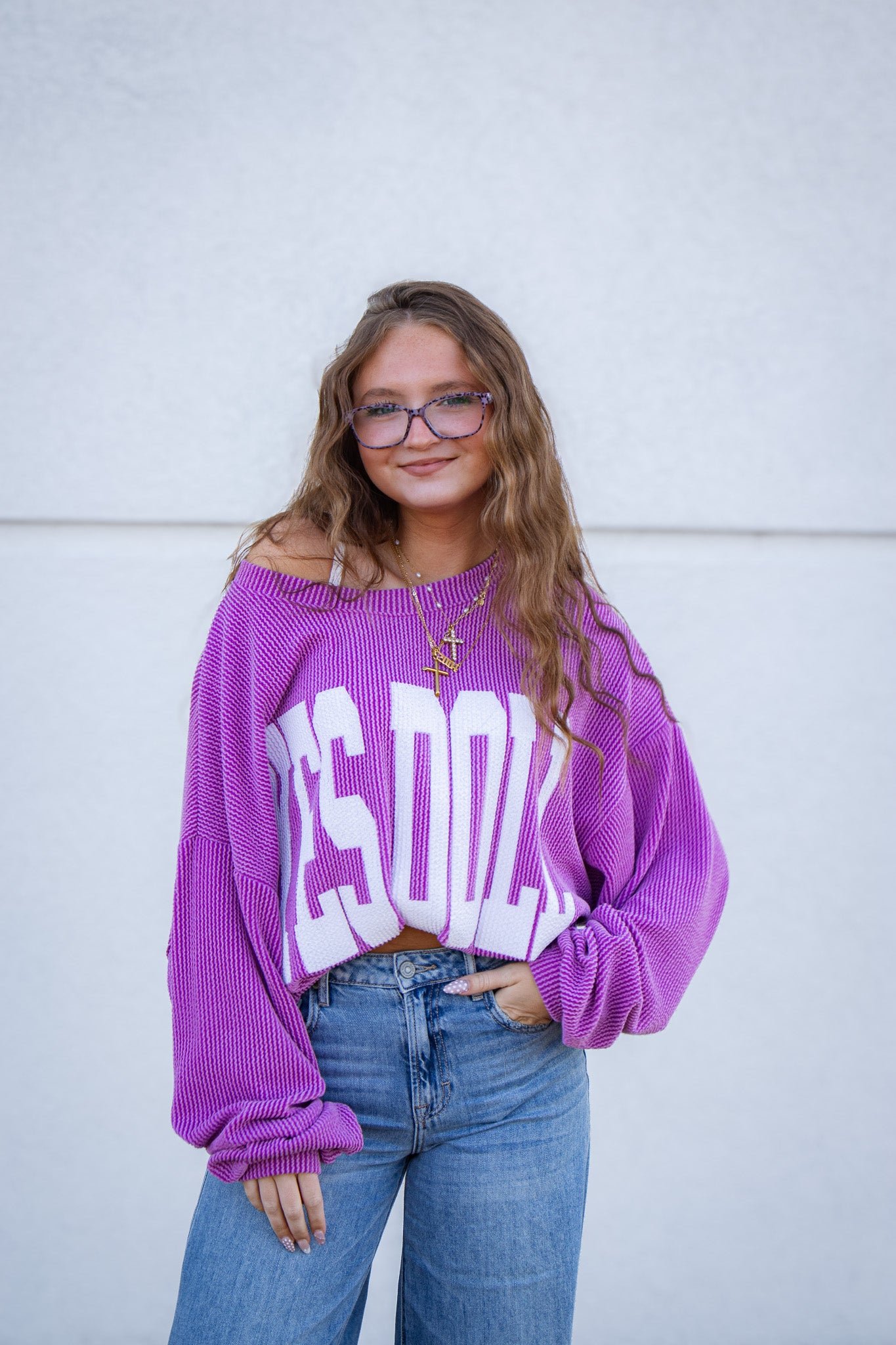 Yes Doll Ribbed Pullover - PURPLE