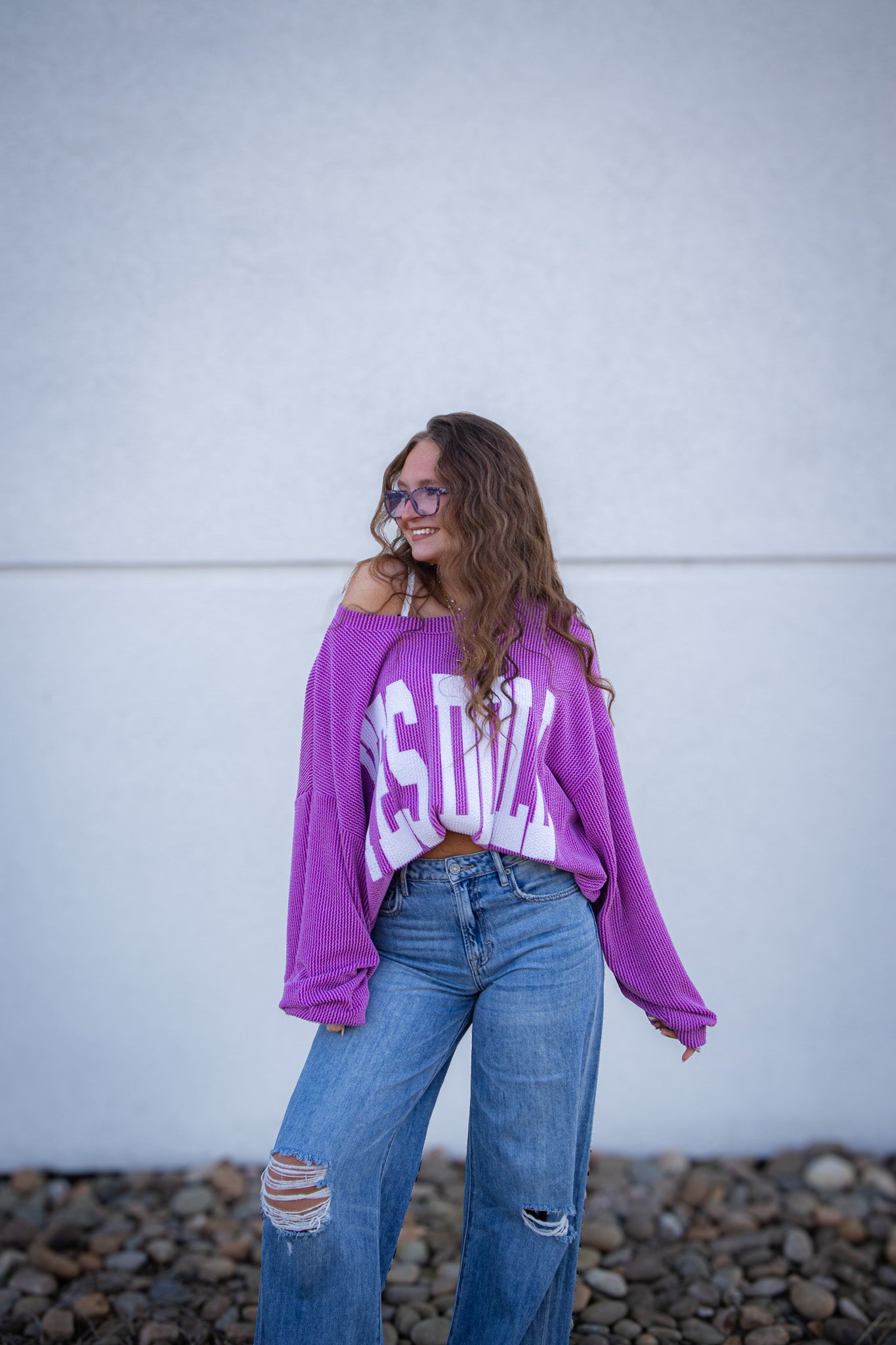Yes Doll Ribbed Pullover - PURPLE