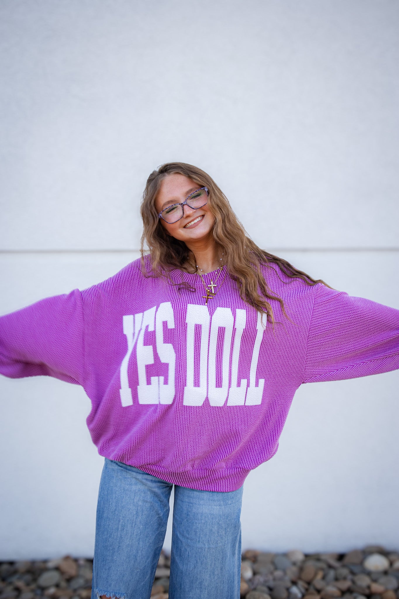 Yes Doll Ribbed Pullover - PURPLE