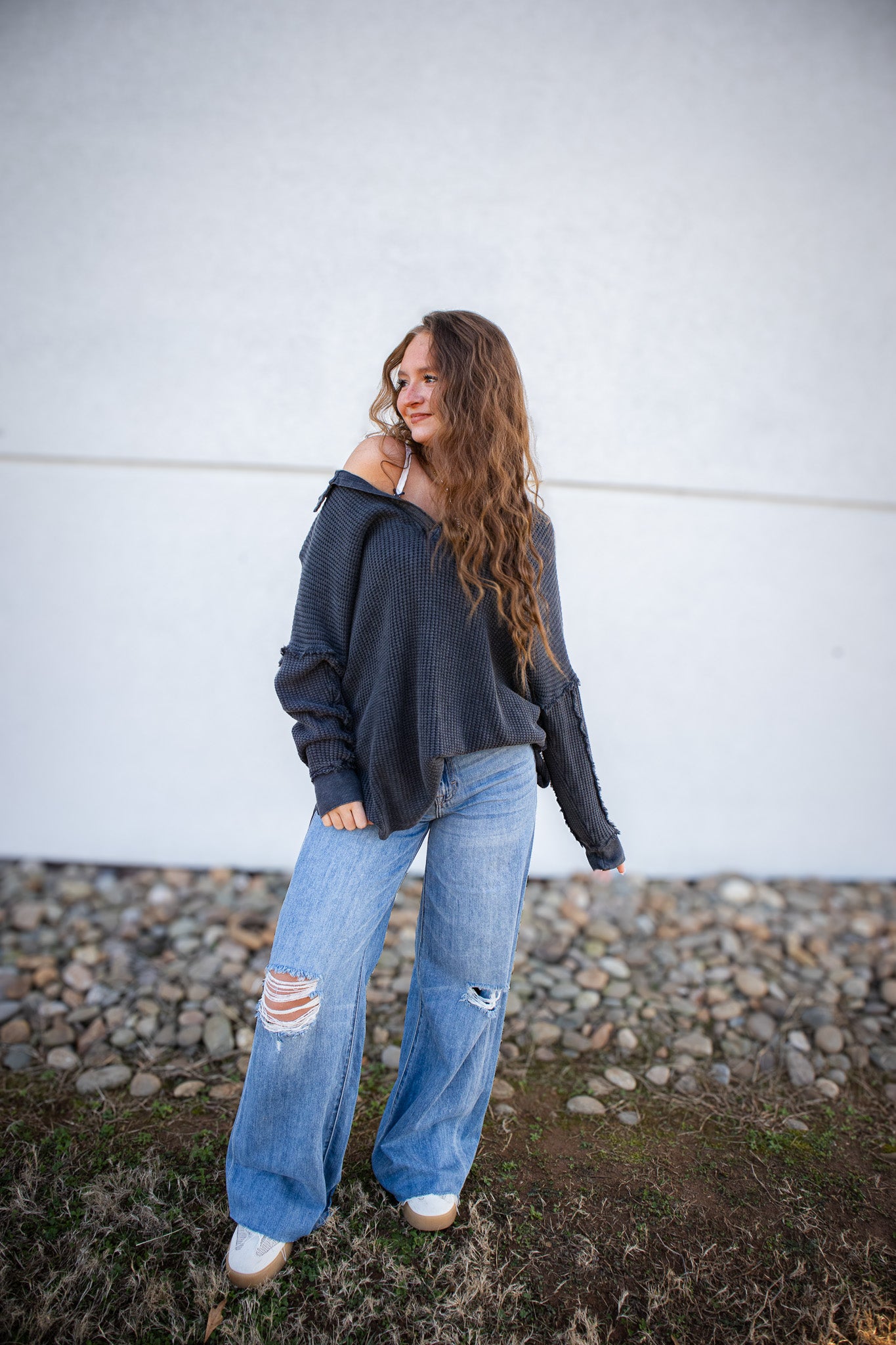 Hidden - NORI - Super Soft Oversized Wide Leg Jean - Medium Wash -33" Inseam