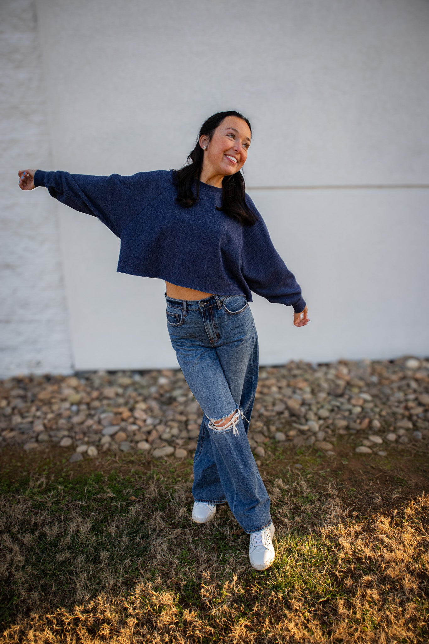 Midnight Comfort Cropped Sweatshirt - NAVY